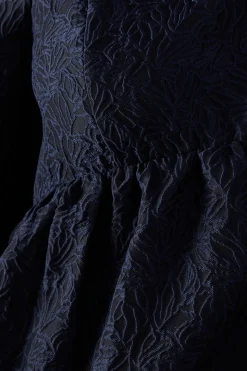 Jacquard Square Neck Balloon Sleeve Mini Dress