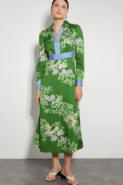 Jennifer Long Sleeve Floral Print Midi Dress