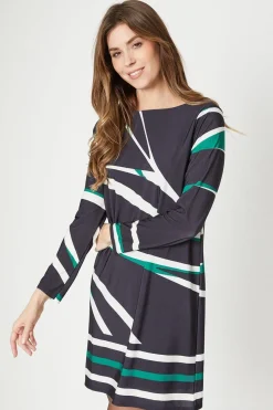 Jersey Border Print Shift Dress