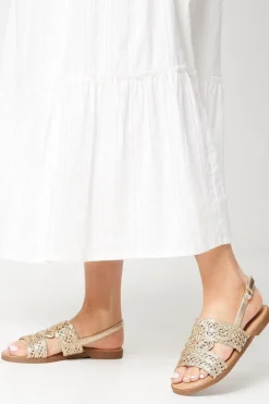 Juli Comfort Crochet Detail Slingback Flat Sandals