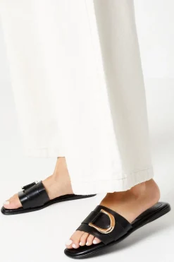 Juliette Comfort Gold Trim Detail Flat Mule Sandals