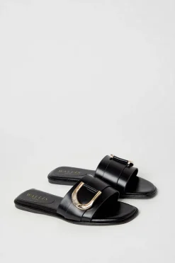 Juliette Comfort Gold Trim Detail Flat Mule Sandals