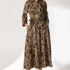 Khaki Abstract Shirt Dress