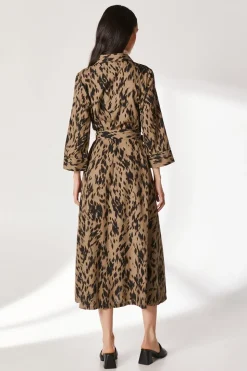 Khaki Abstract Shirt Dress