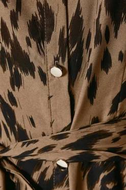 Khaki Abstract Shirt Dress