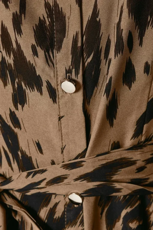 Khaki Abstract Shirt Dress