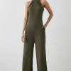 Khaki Twist Neck Jumpsuit