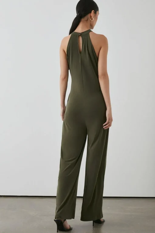 Khaki Twist Neck Jumpsuit