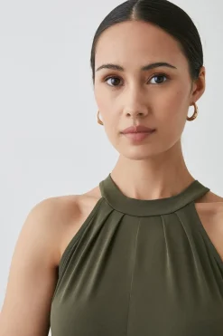 Khaki Twist Neck Jumpsuit