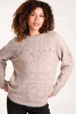 Knit Flower Embroidery Jumper