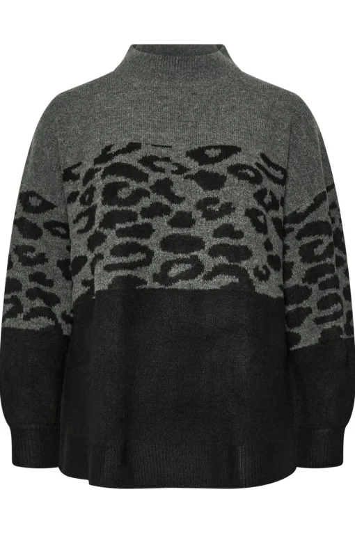 Knitted Leopard Colourblock Jumper