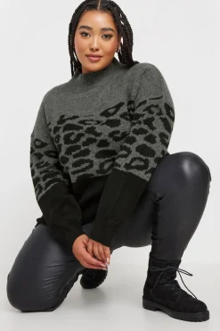 Knitted Leopard Colourblock Jumper