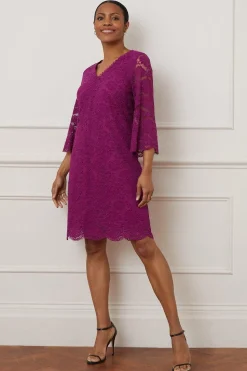 Lace 3/4 Sleeve Shift Dress