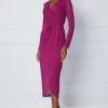 Lace Gathered Wrap Midi Dress