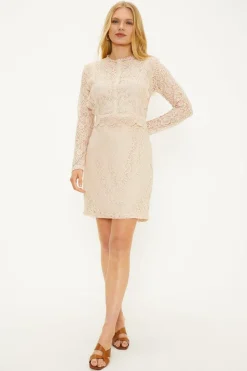 Lace Long Sleeve Midi Dress