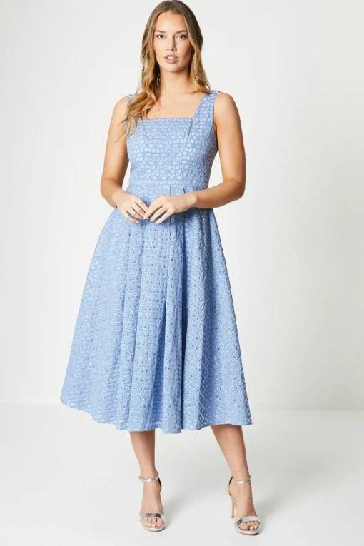 Lace Square Neck Midi Dress