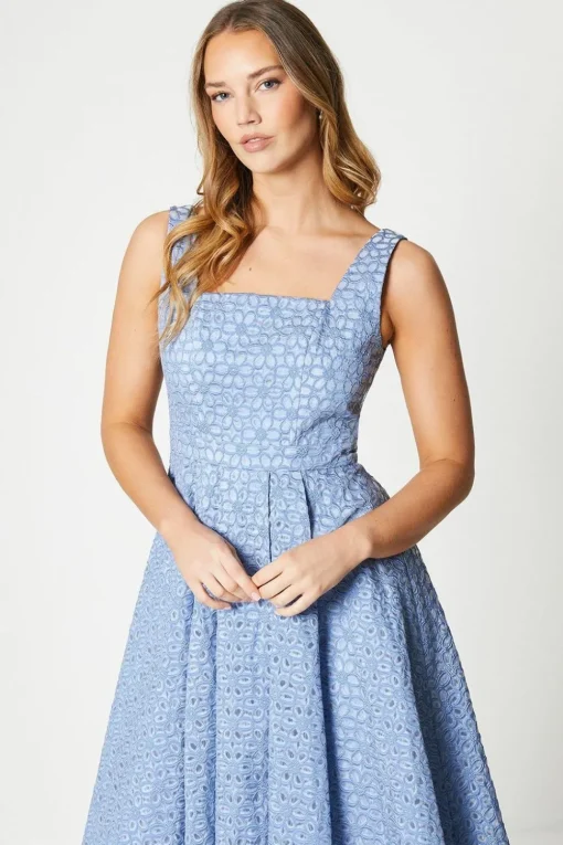 Lace Square Neck Midi Dress