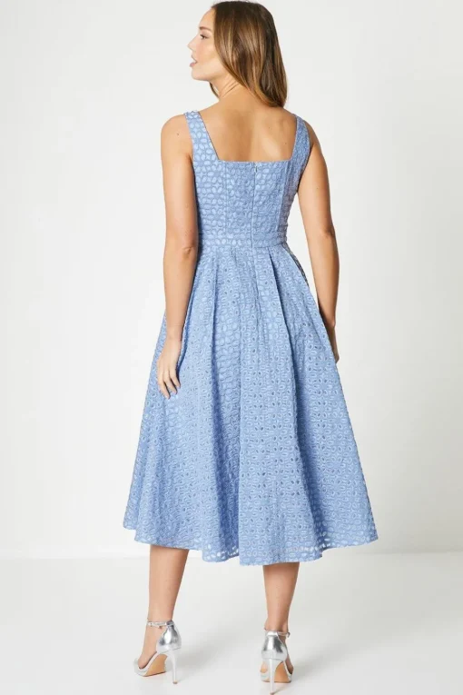 Lace Square Neck Midi Dress