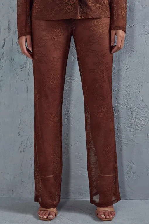 Lace Tailored Flared Trousers
