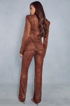 Lace Tailored Flared Trousers