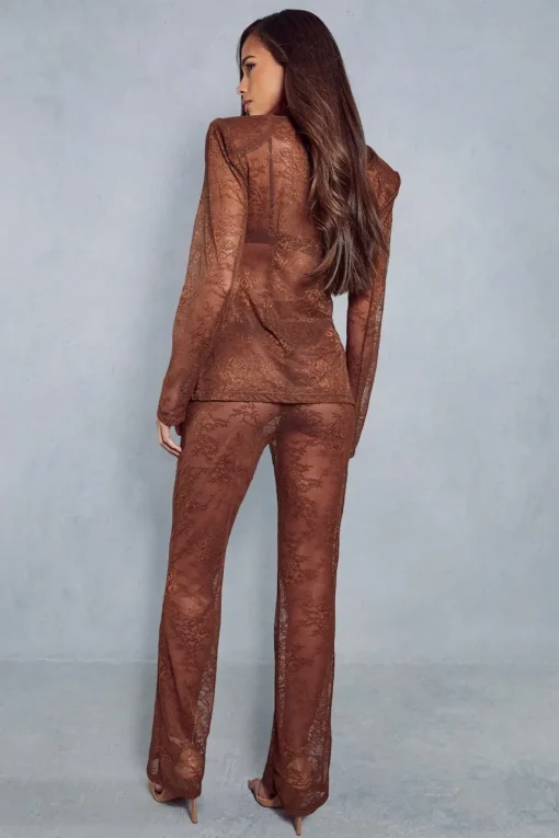Lace Tailored Flared Trousers