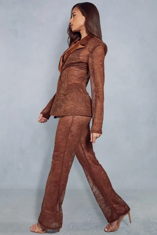 Lace Tailored Flared Trousers