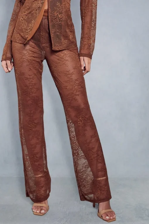 Lace Tailored Flared Trousers