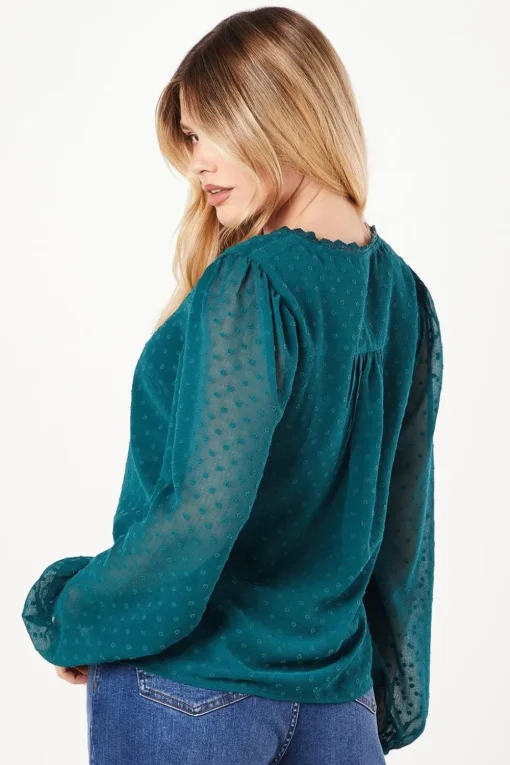 Lace Trim Dobby Blouse