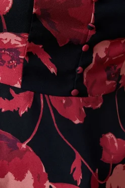 large pink floral button front blouse