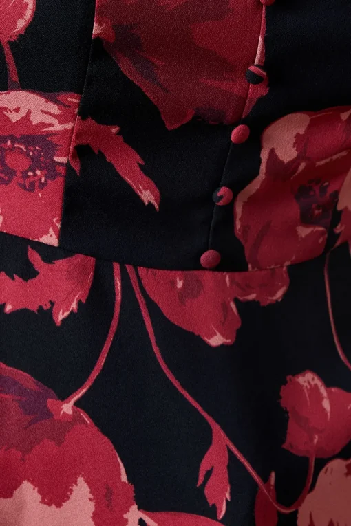 large pink floral button front blouse