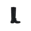Leather Stomp Boots with Knurled Sole and Equestrian-Style B-Buckle