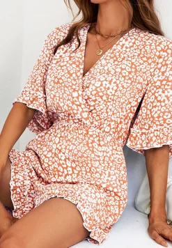 Leopard Print Frill Trim Wrap Top Playsuit