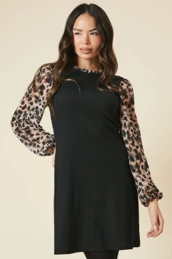 Leopard Print 2IN1 Contrast Sleeve Dress