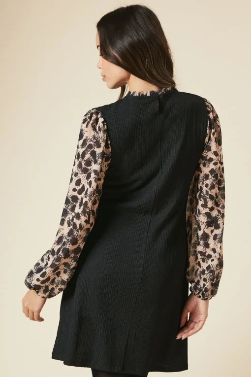 Leopard Print 2IN1 Contrast Sleeve Dress