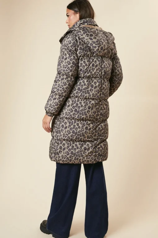 Leopard Print Longline Padded Coat