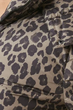 Leopard Print Longline Padded Coat
