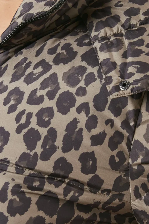 Leopard Print Longline Padded Coat