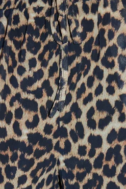 Leopard Print Wide Leg Chiffon Trousers