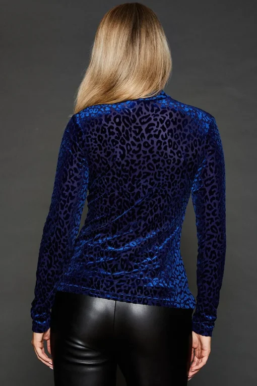 Leopard Velvet Burnout Long Sleeve Top