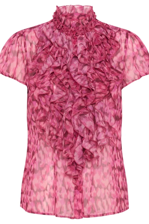 Lilja Short Sleeve Ruffle Blouse-Printed
