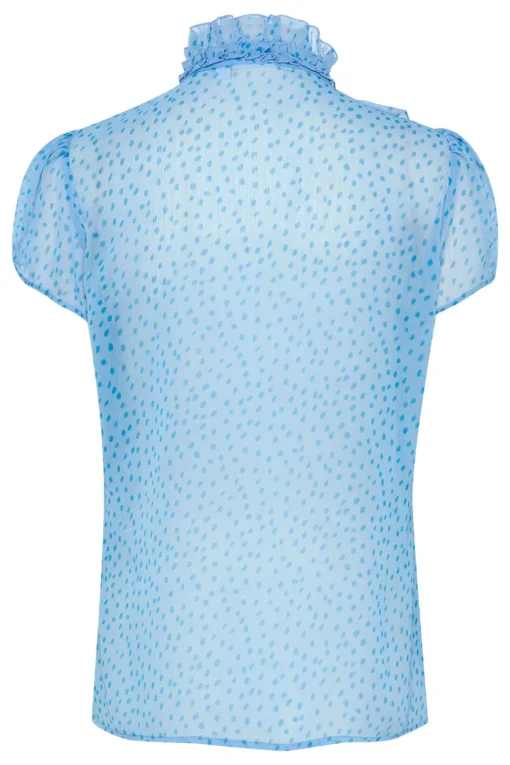 Lilja Short Sleeve Ruffle Blouse-Polka Dot