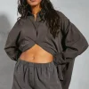 Linen Look Button Front Shorts