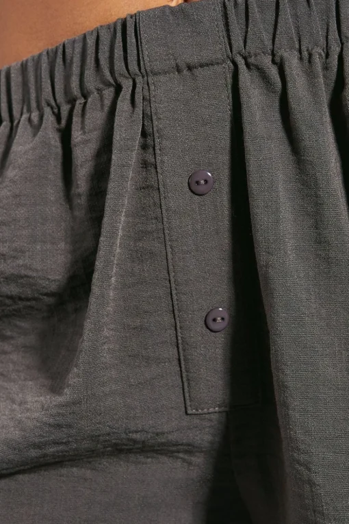 Linen Look Button Front Shorts