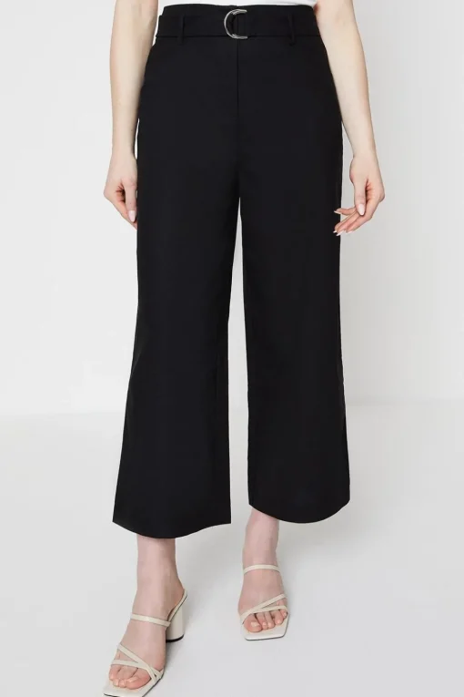 Linen Wide Leg Belted Trouser