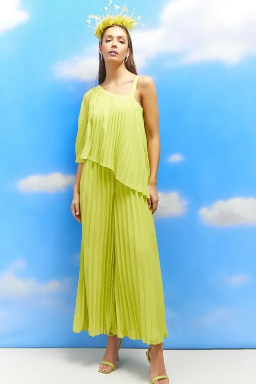 Lisa Tan One Shoulder Pleated Jumpsuit