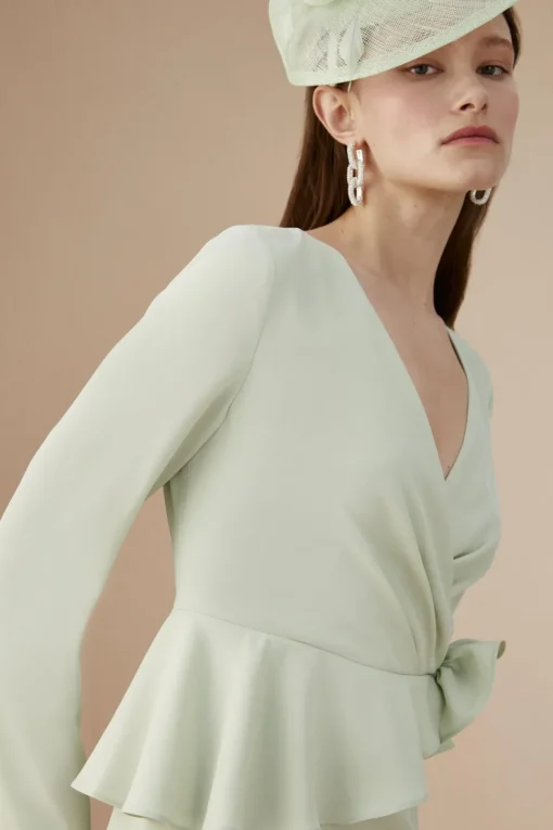 Lisa Tan Rose Detail Long Sleeve Pencil Dress
