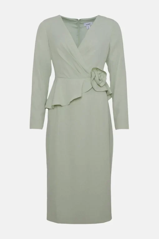 Lisa Tan Rose Detail Long Sleeve Pencil Dress
