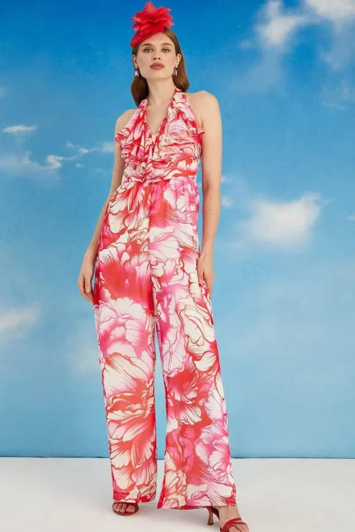 Lisa Tan Ruffle Wide Leg Jumpsuit