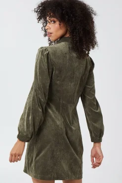Long Sleeve Front Zip Cord Dress