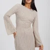 Long Sleeve Knitted Mesh Mini Dress